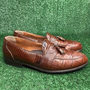 Stacy Adams Mens Genuine Snake Brown Loafer Shoes Size 10.5 M
